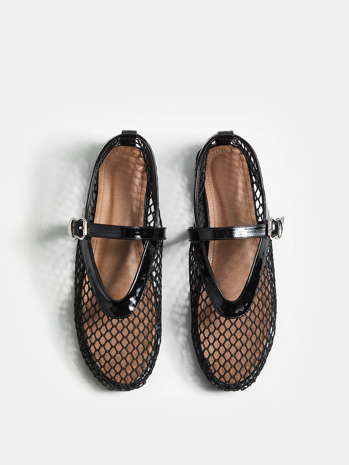 Genuine Leather Mesh Ballet Flats | Commense