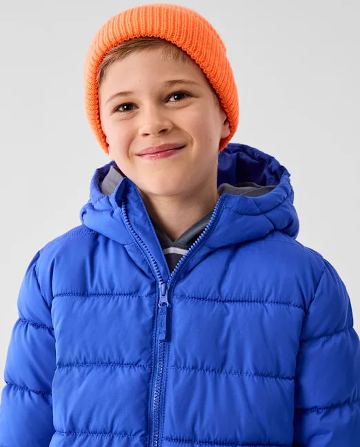 Boys Hooded Puffer Jacket - blue | The Children's Place