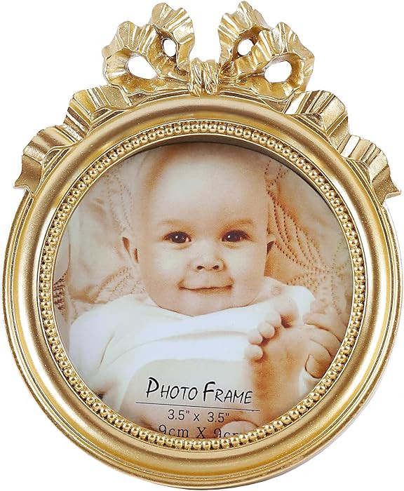 Vintage Picture Frames 3.5x3.5 Ornate Wallet Size Round Small Gold Picture Frames for Tabletop an... | Amazon (US)
