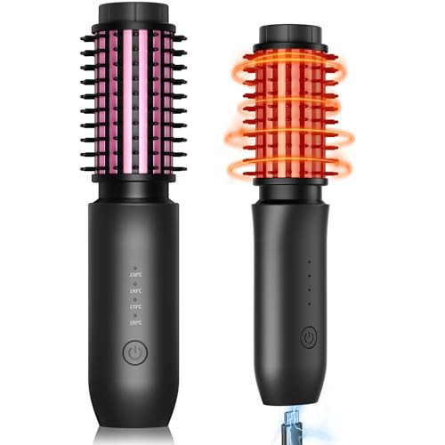 VAGITTO Cordless Hair Straightener Brush for Travel - Portable Straightening Brush, Mini Ionic Hot Comb Straightener for Women, Lightweight on-The-go, Cordless Fast Charger Dual Power, Black | Amazon (US)