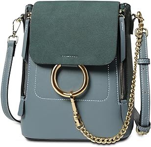 Fashion Leather Ring Backpack Women, Designer Mini Chain Shoulder Bag Crossbody Backpack | Amazon (US)