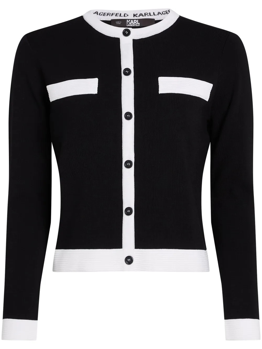 Karl Lagerfeld contrasting-trim Cardigan | Black | FARFETCH UK | Farfetch Global
