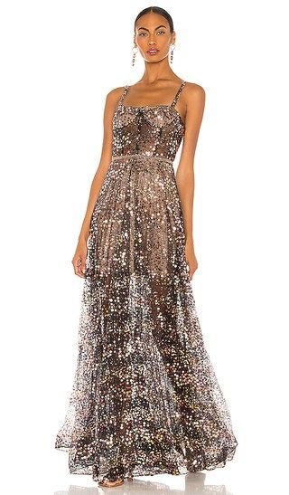 Midnight Noir Gown in Gold & Black | Revolve Clothing (Global)