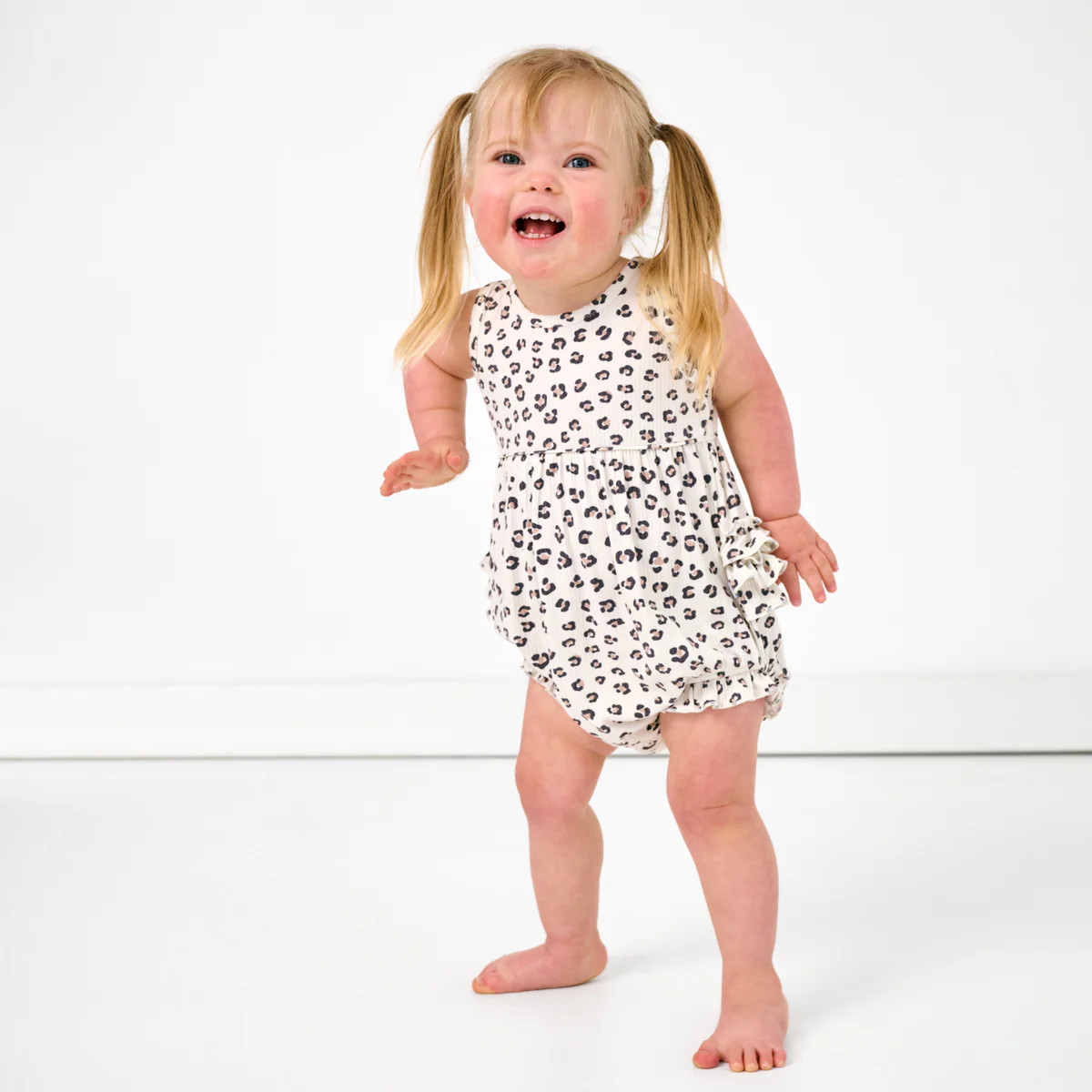 Luxe Leopard Ribbed Bubble Romper | Little Sleepies