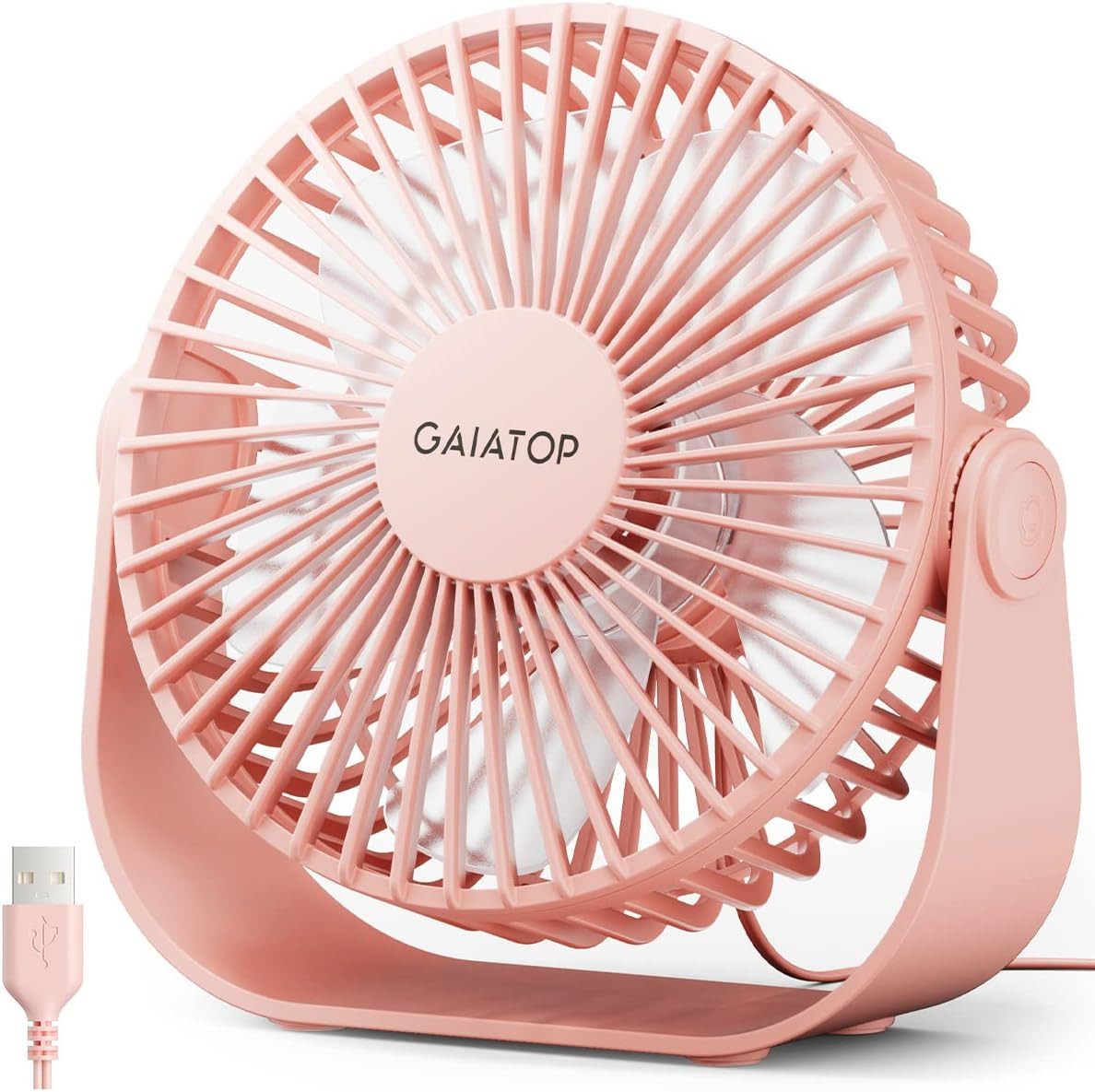 Gaiatop USB Desk Fan, 3 Speeds Strong Airflow, 5.5 Inch Portable 90° Rotate Quiet Cooling, Small... | Amazon (US)