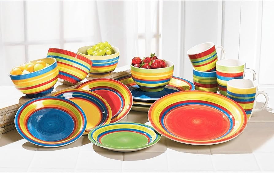 BrylaneHome 16 Piece Santa Fe Dinnerware Set (Service for 4), Includes Dinner & Salad or Dessert ... | Amazon (US)
