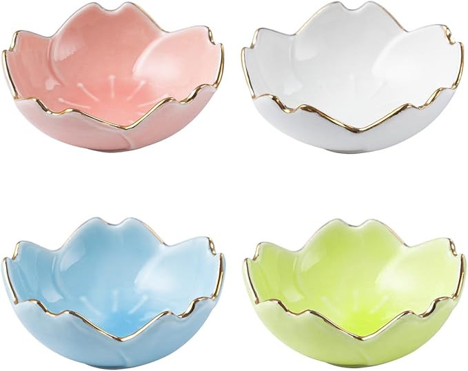 4 Pack Sakura Dipping Sauce Dishes Set, Ceramic Cherry Flower Appetizer Plates Dipping Bowls Tast... | Amazon (US)
