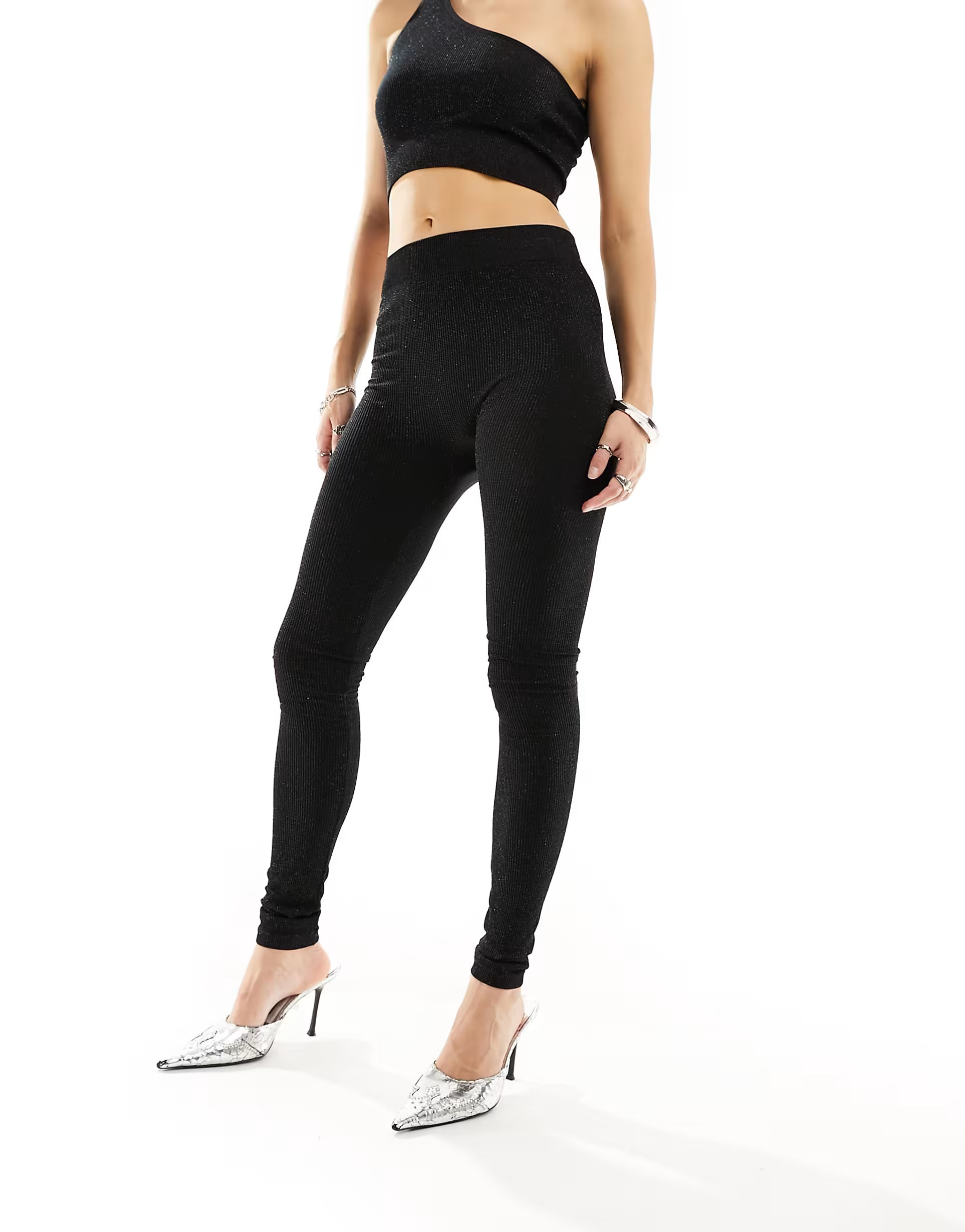 Noisy May seamless leggings co-ord in black glitter | ASOS (Global)