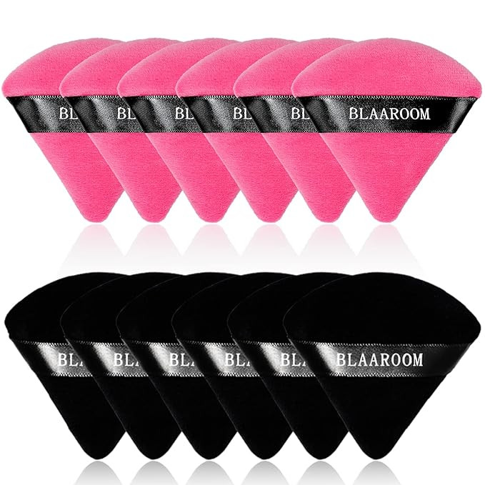 12 Pieces Velour Pure Cotton Powder Puff Face Makeup Triangle Powder Puffs for Loose Powder Wet D... | Amazon (US)