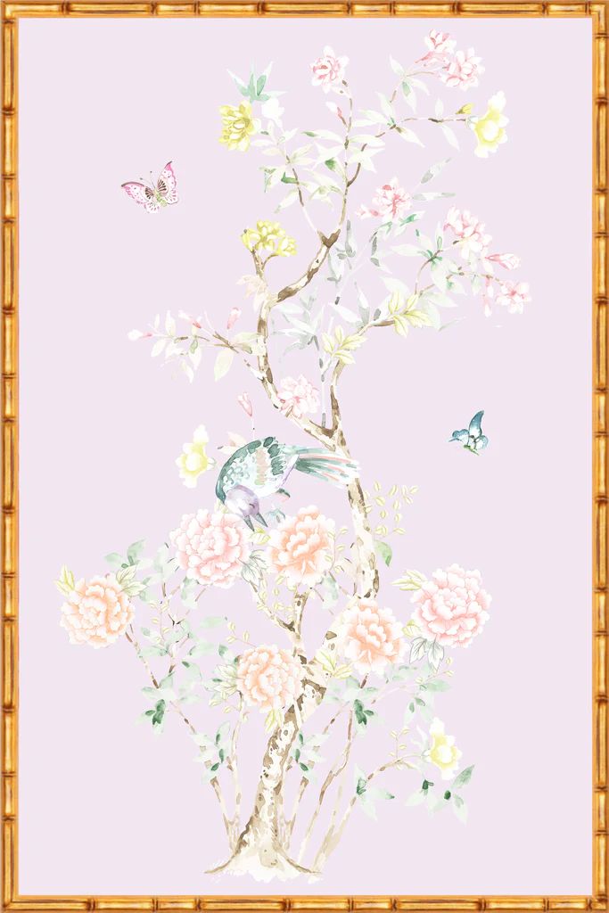 "Chinoiserie Garden 3" Framed Panel in "Lilac" by Lo Home X Tashi Tser | Lo Home by Lauren Haskell Designs
