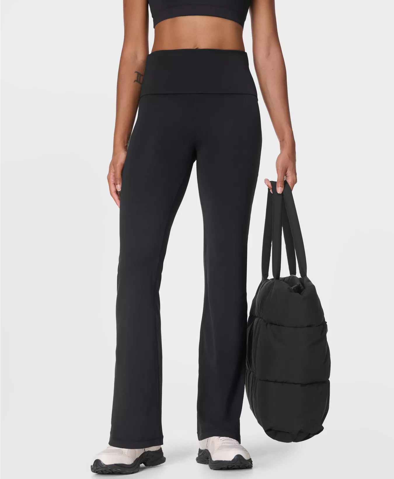 All Day Foldover Waist Trouser - Black | Women's Trousers & Yoga Pants | Sweaty Betty | Sweaty Betty UK