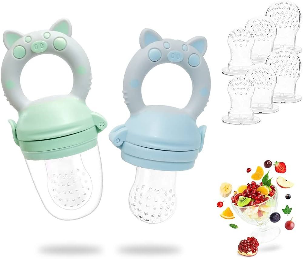 Baby Food Feeder - RIGHTWELL 2 Pack Fruit Feeder with 6 Replacement Nipples - Pacifier Infant Fre... | Amazon (UK)