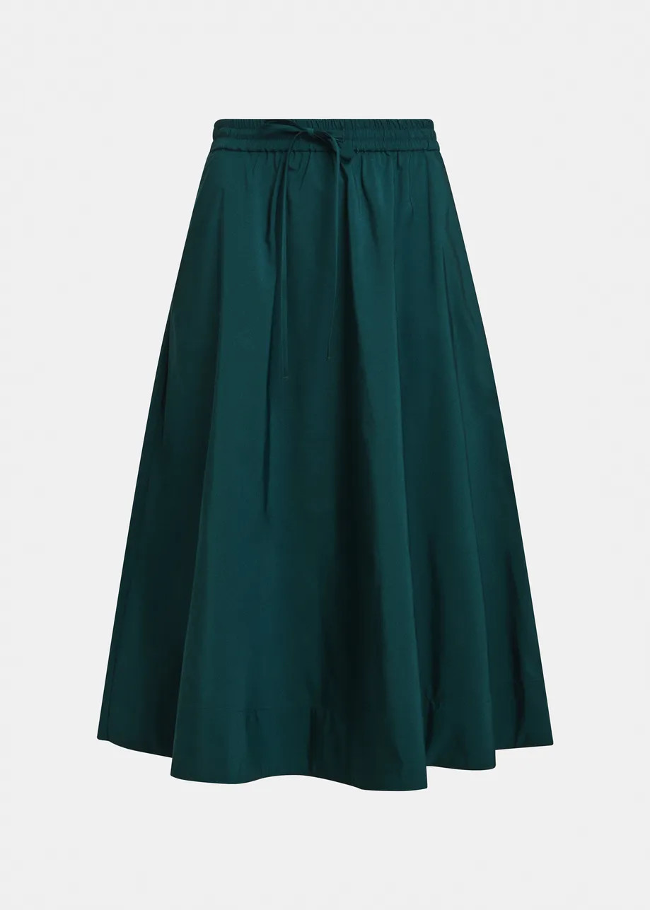 Dark green midi-length a-line skirt | Essentiel Antwerp United Kingdom | Essentiel Antwerp