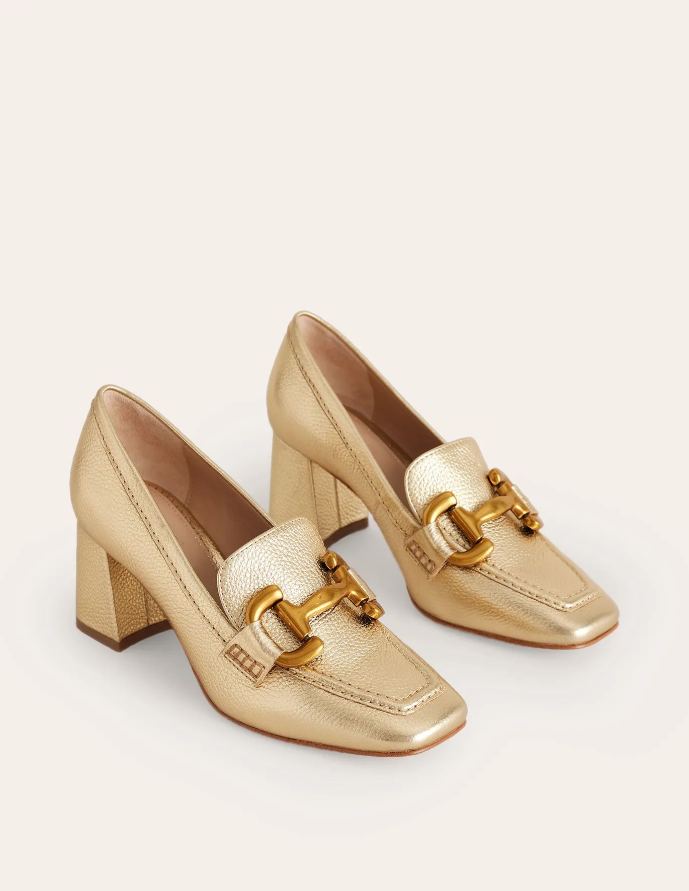 Iris Snaffle Heeled Loafers - Gold | Boden US | Boden (US)