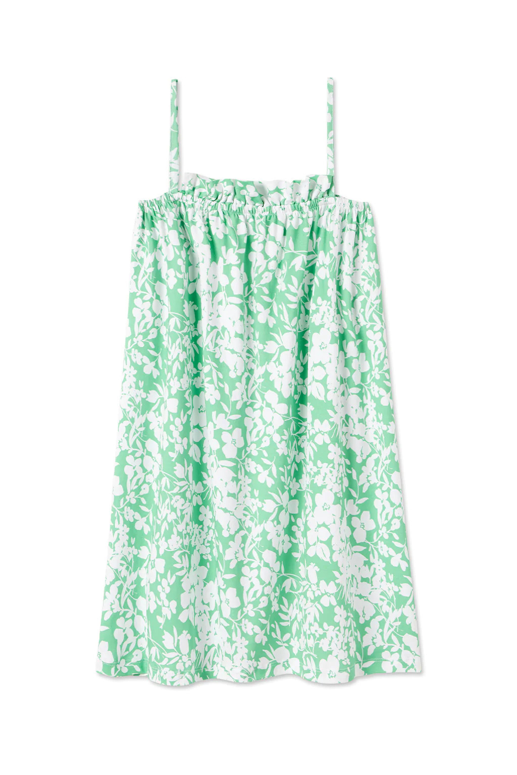 Pima Ruffle Nightgown in Grass Floral | Lake Pajamas
