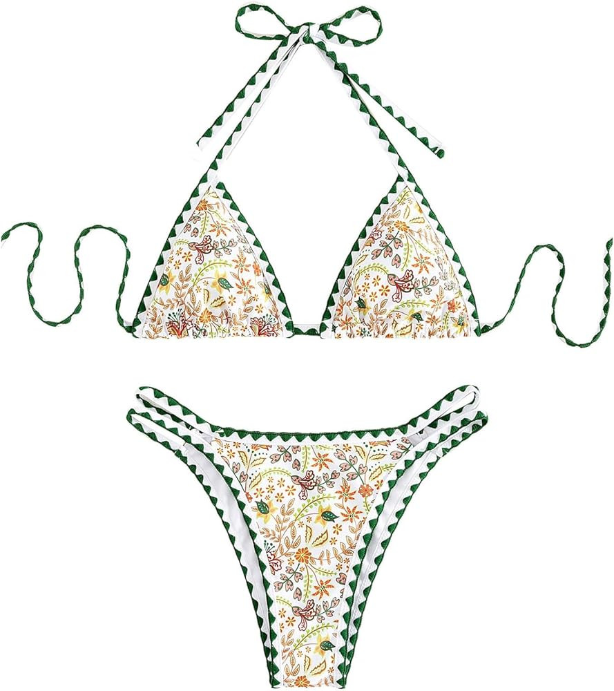 SHENHE Women's 2 Piece Swimsuit Sexy Bikini Sets Halter Triangle Bathing Suit | Amazon (US)