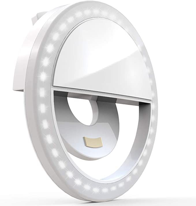 Auxiwa Clip on Selfie Ring Light [Rechargeable Battery] with 36 LED for Smart Phone Camera Round ... | Amazon (US)