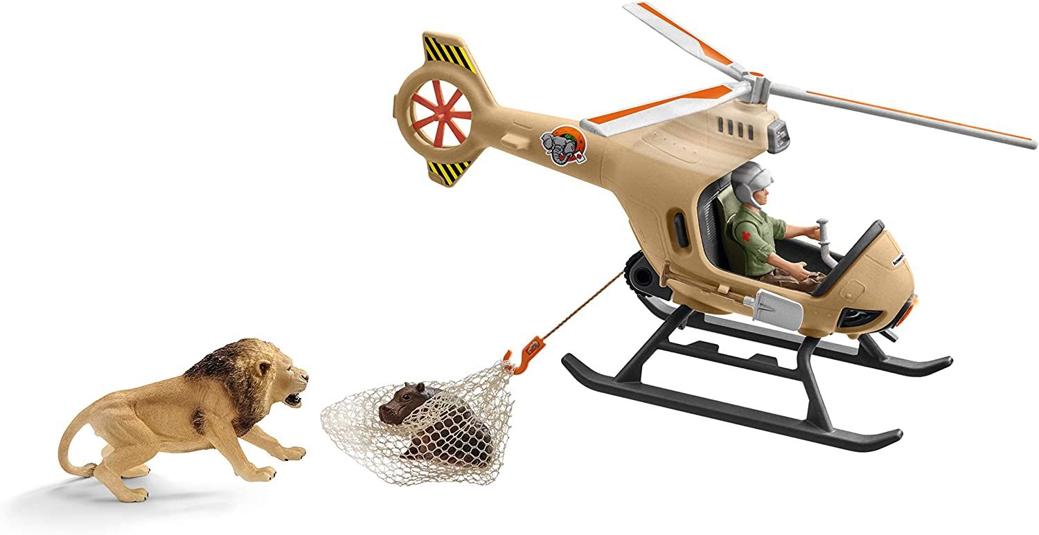 Schleich Wild Life 8-piece Animal Rescue Helicopter Toy with Safari Animal Figures for Kids Ages ... | Amazon (US)