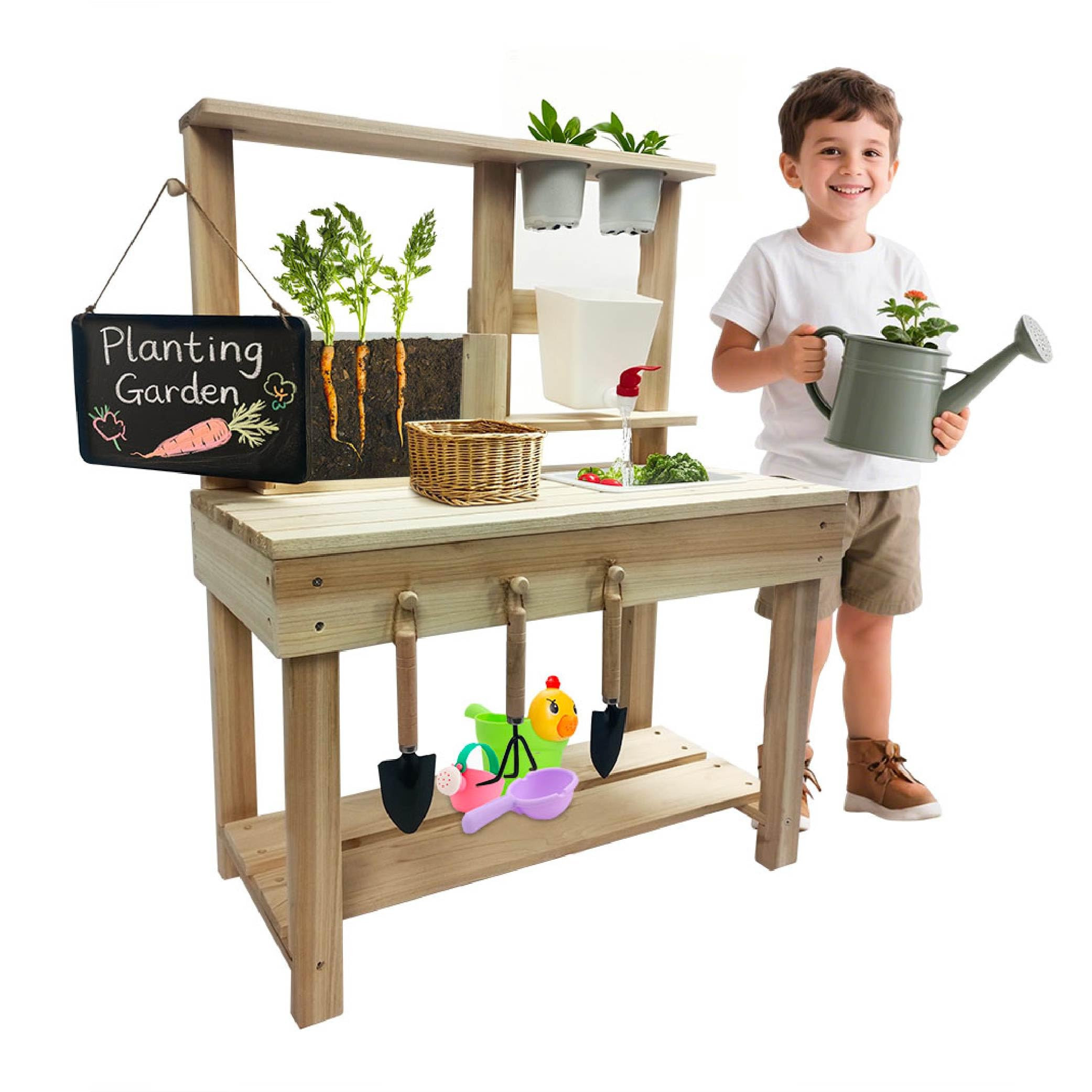Beipoo Banco para macetas para niños, estación de jardín para cultivar tus propias verduras, p... | Amazon (US)