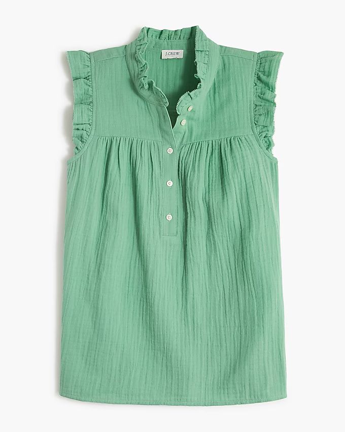 Gauze smocked ruffleneck top | J.Crew Factory