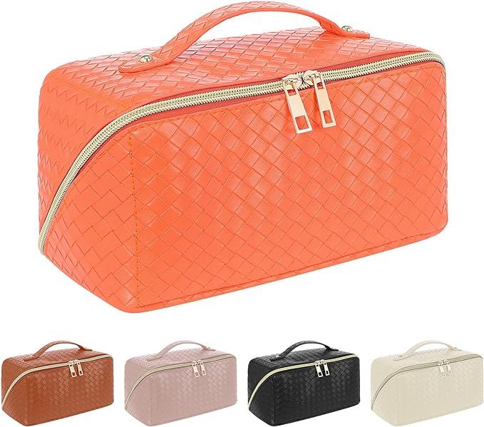 GIEAUAU Large Capacity Travel Cosmetic Bag, cosmetic bags for women, PU Leather Waterproof Travel... | Amazon (US)