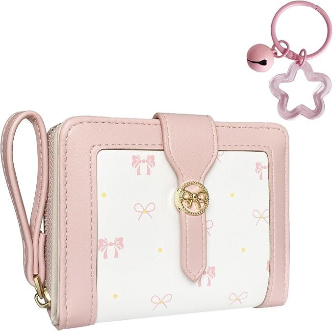 Cute Wallet Girls Bow Small Little Wallets For Women Zipper Coin Pocket Purse (Pink) | Amazon (US)