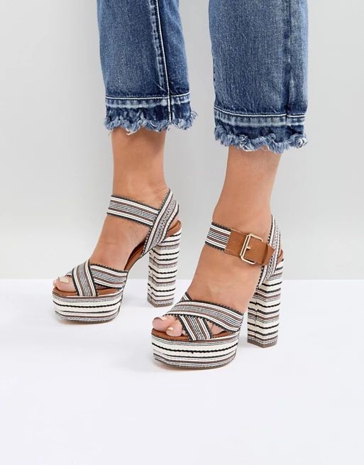 Glamorous Platform Espadrille Stripe Detail Heeled Sandal | ASOS US