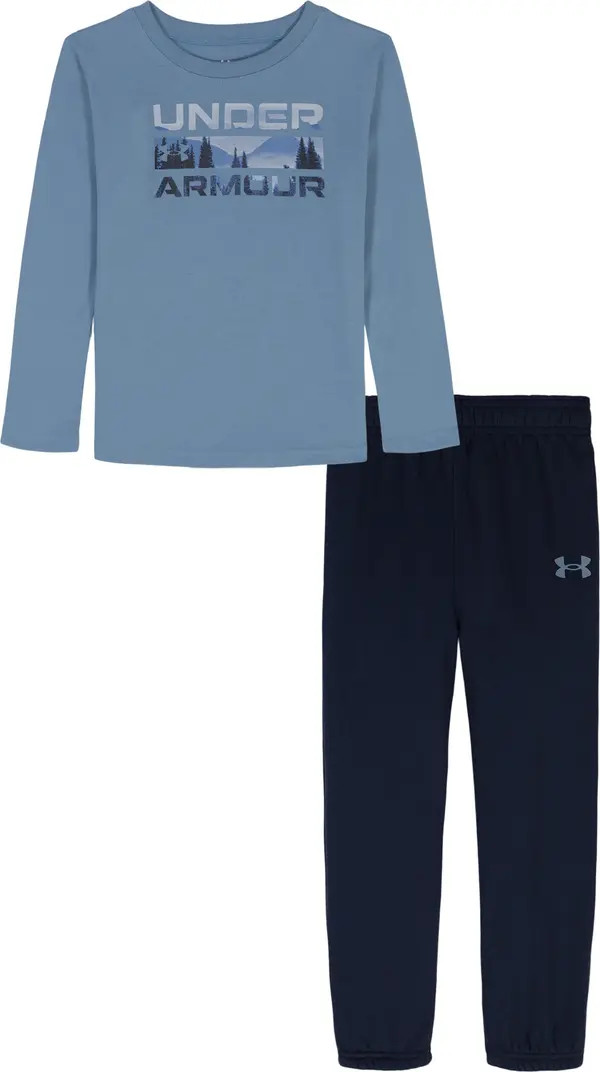 Under Armour Kids' Stacked Logo Long Sleeve Top & Pants Set | Nordstromrack | Nordstrom Rack