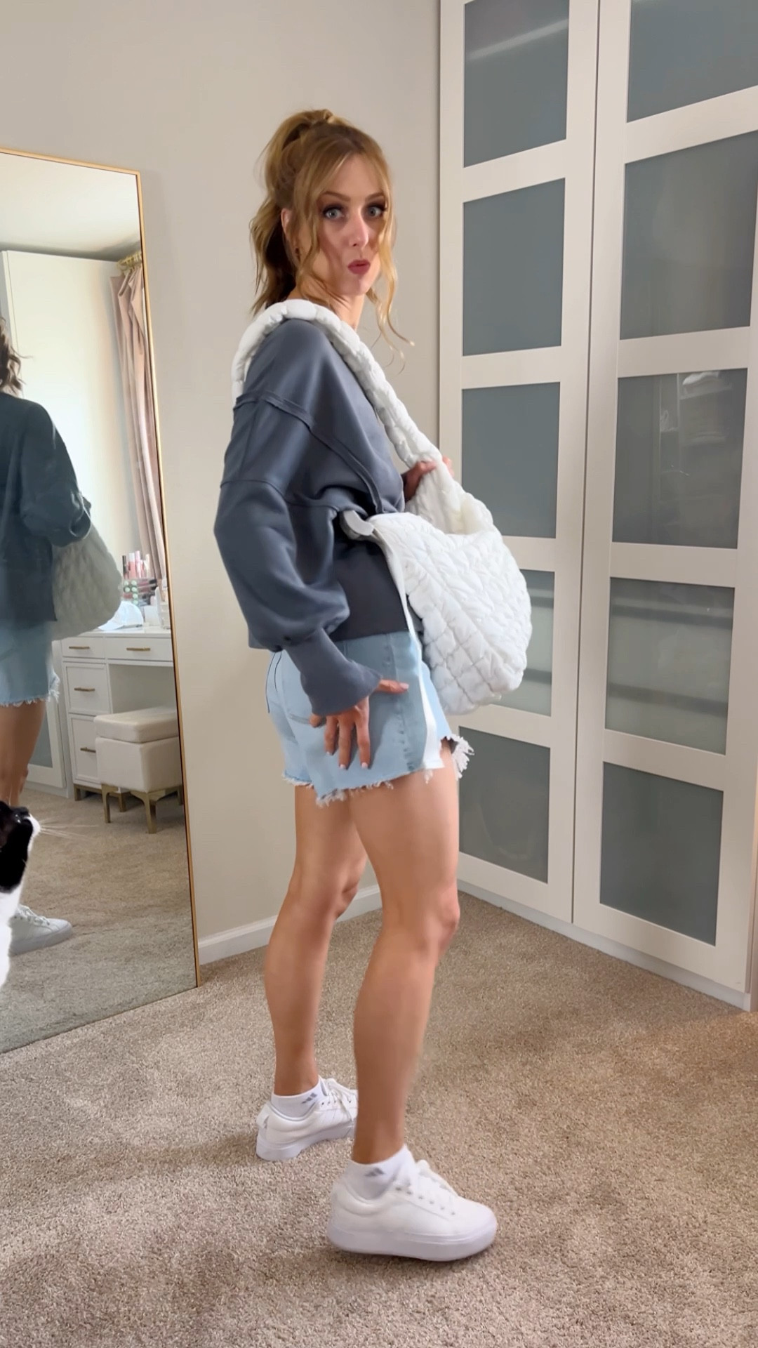 Quick, cute and easy jean shorts outfit for transitional weather.
I’m in a medium in the dark grey color option in the pullover.
I’m in a size 26 curve love in the shorts.



#LTKFindsUnder50 #LTKSeasonal #LTKWatchNow