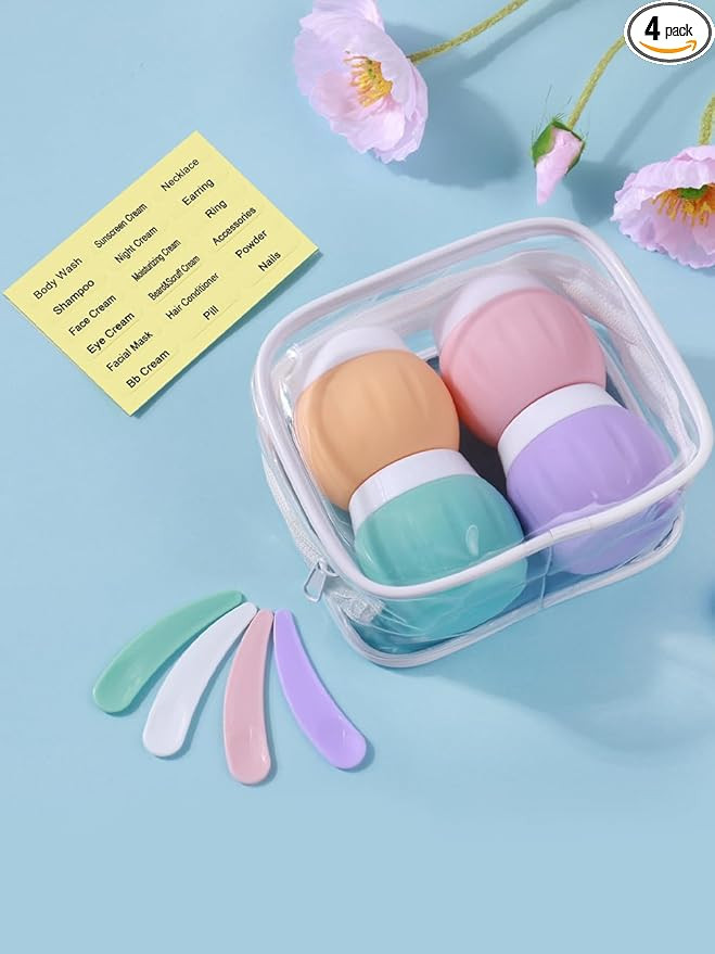 Macaron 4 Pack TSA Approved 1.7oz 50ml Silicone Cream Jars - BPA Free, Leak-proof Travel Essentia... | Amazon (US)