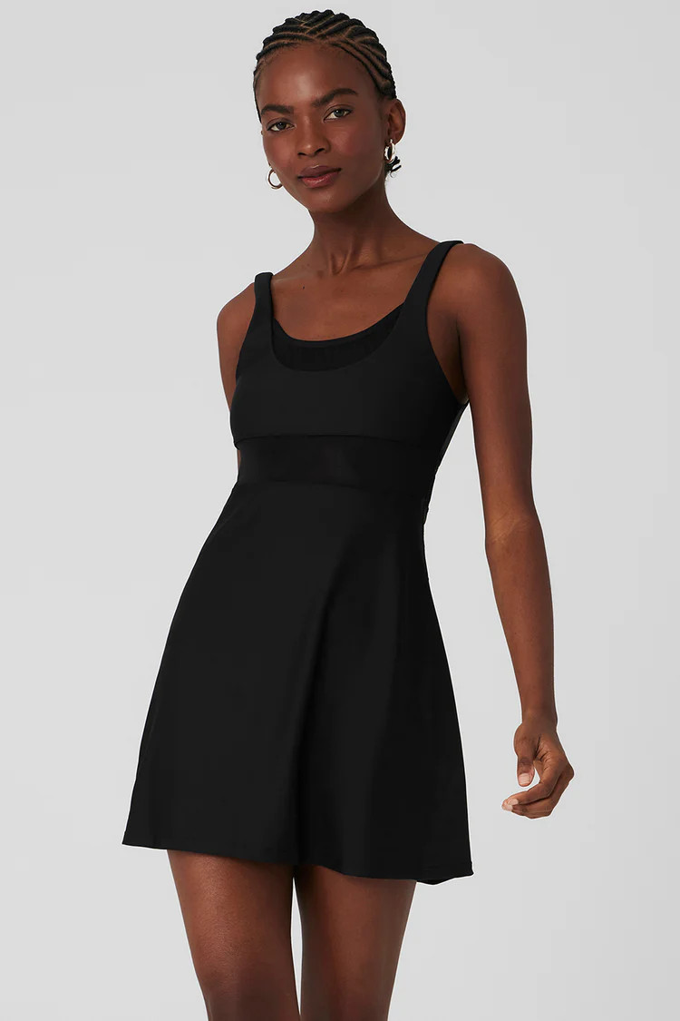 Airlift Double Trouble Tennis Dress - Black | Alo Yoga (US)