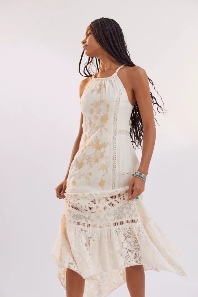 UO Carousel Lace Strappy-Back Midi Dress | Urban Outfitters (US and RoW)