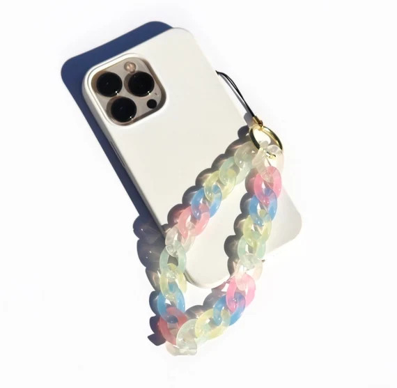 Phone Charm Chunky Acrylic Chain Link Phone Strap / Wristlet - Etsy | Etsy (US)