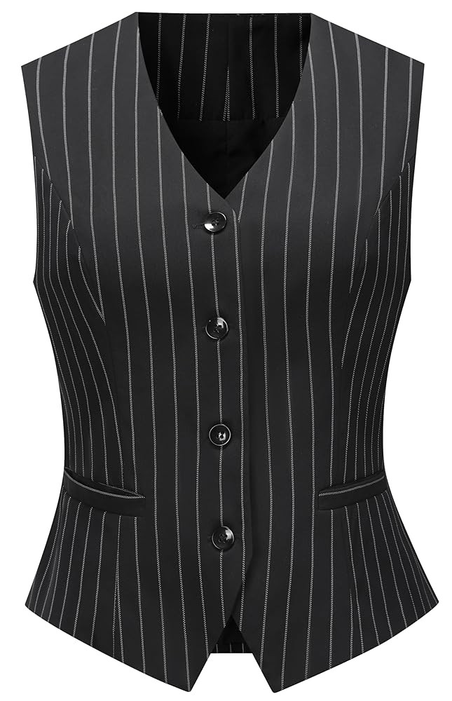 Foucome Women's Formal Regular Fitted Business Dress Suits Button Down Vest Waistcoat | Amazon (US)