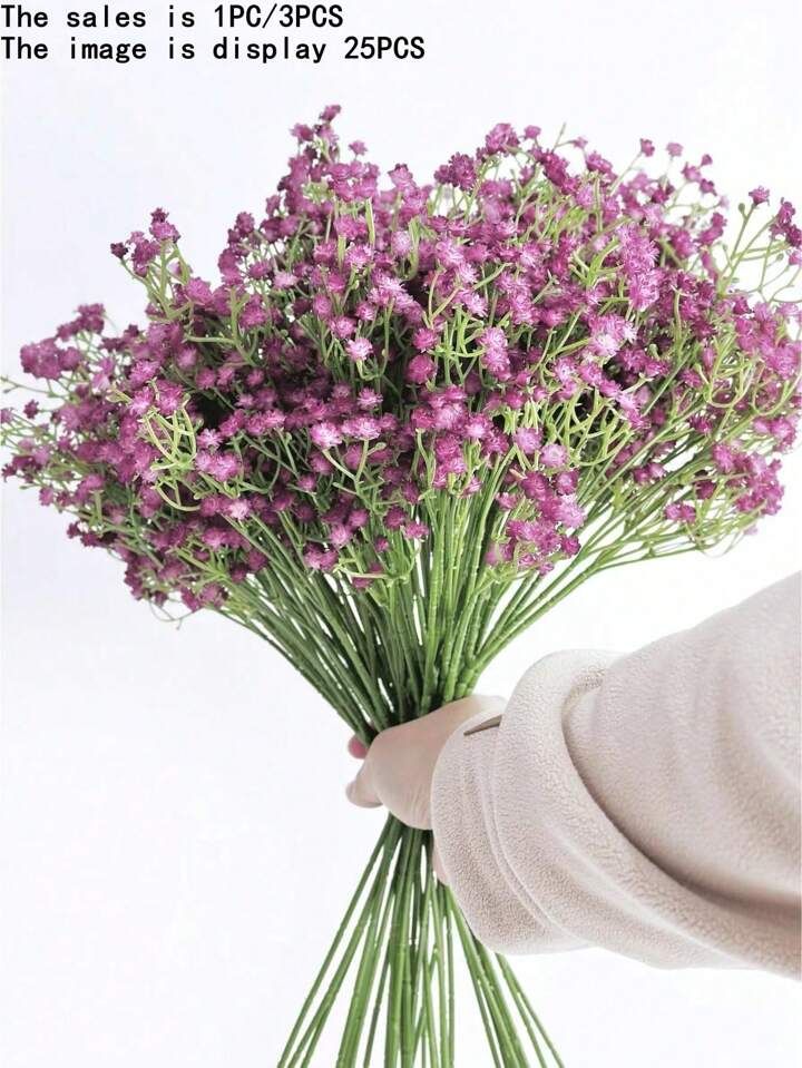 1PC/3PCS Purple Artificial Gypsophila Flower With Multiple Branches, Suitable For Home Decor, Tab... | SHEIN