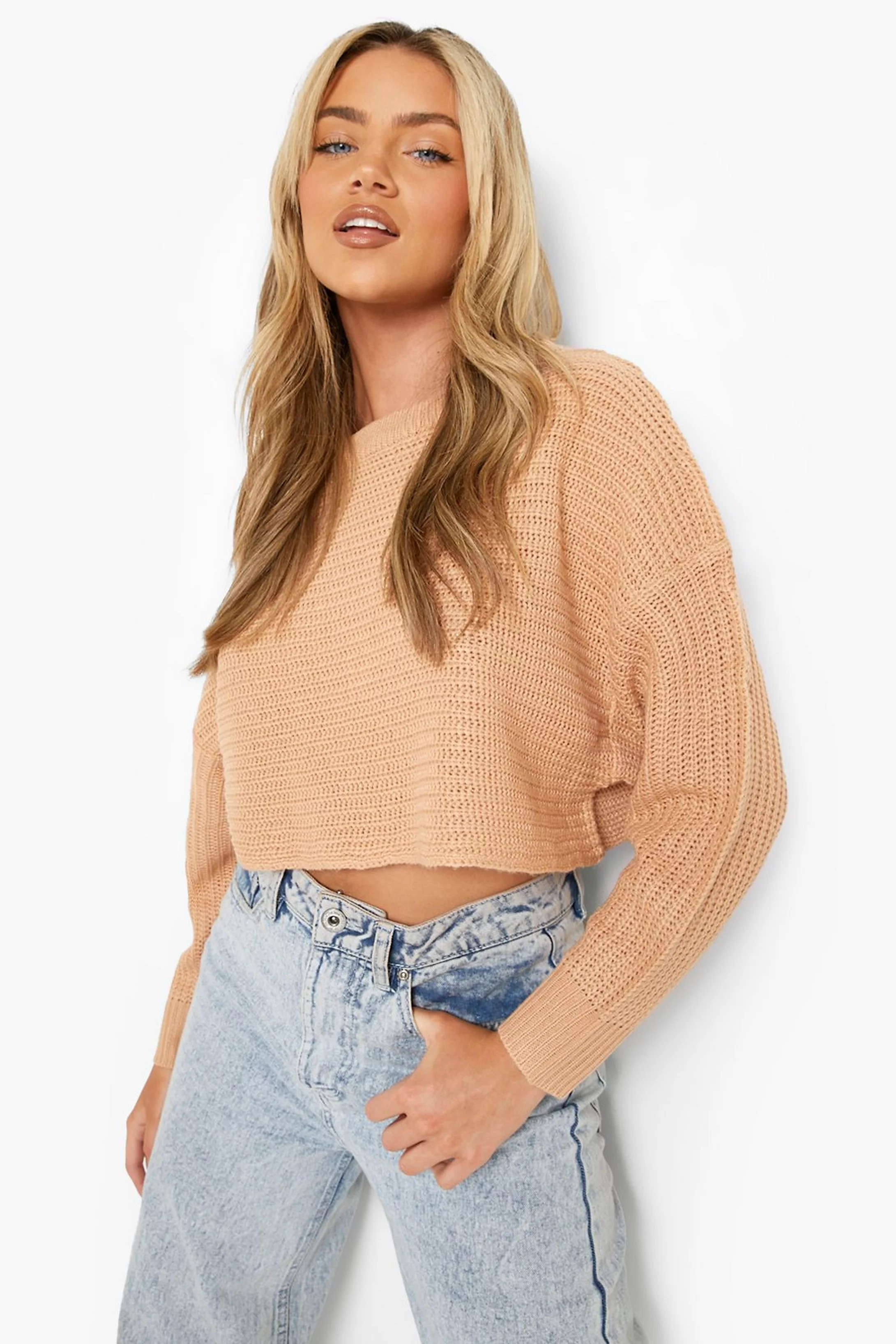 Drop Shoulder Crop Jumper | Boohoo.com (US & CA)