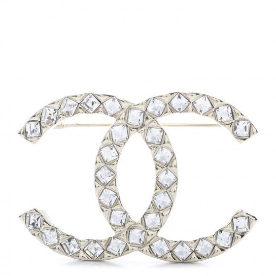 CHANEL Baguette Crystal High Society CC Brooch Gold | Fashionphile