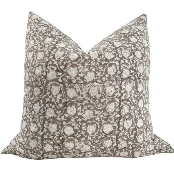 Greige Floral Pillow Cover | Hackner Home (US)