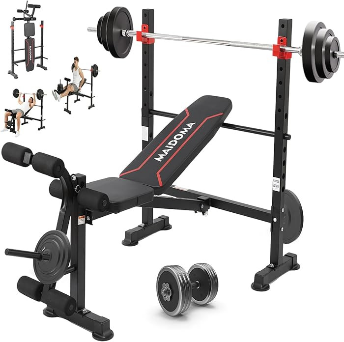 Foldable 1500LBS 8 in 1 Olympic Weight Bench Set with Leg Extension/Curl, Adjustable Weight Bench... | Amazon (US)
