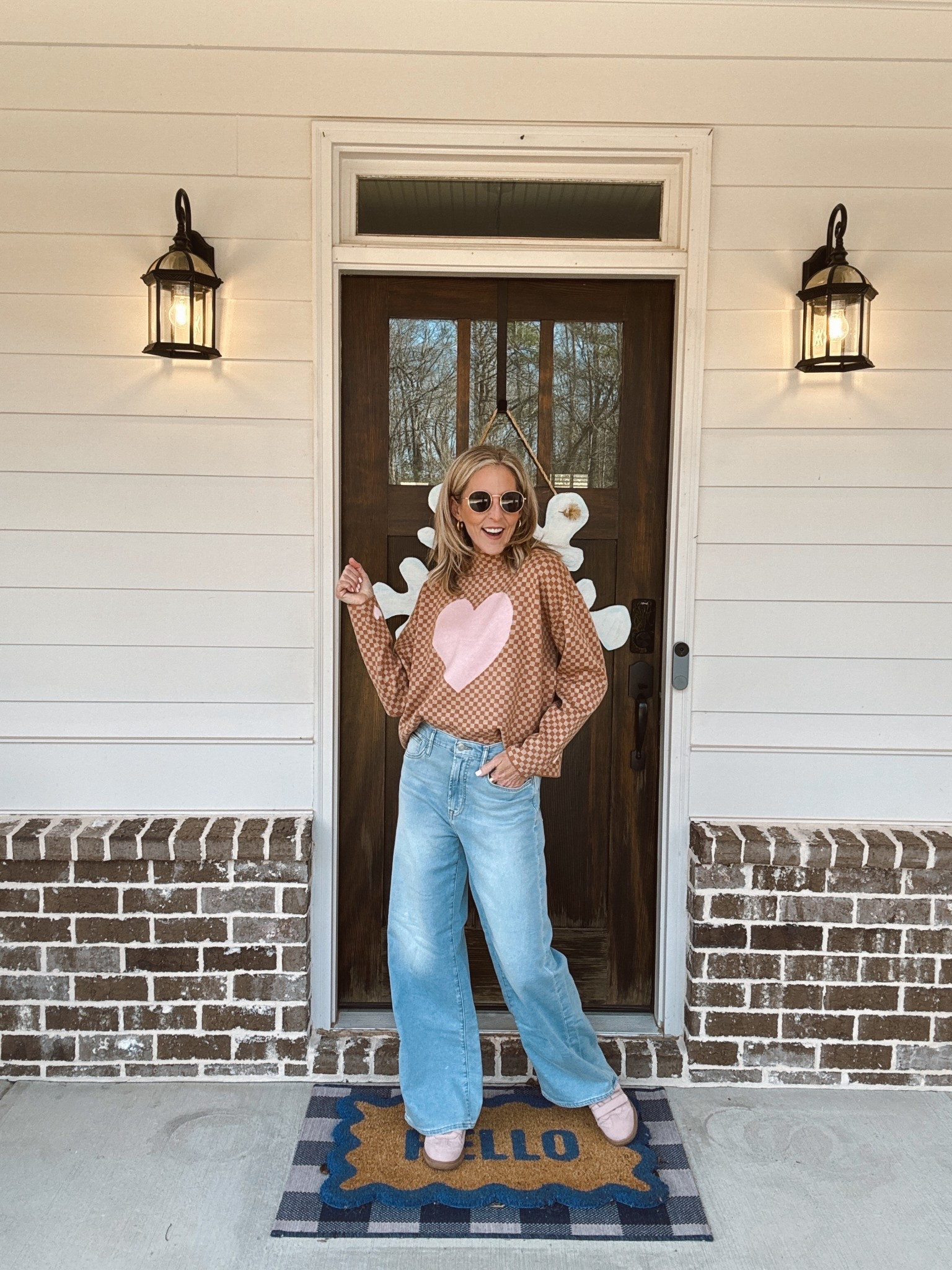 No better day to wear sweatpants and Sunday after church except these sweatpants look just like jeans… I paired it with my favorite new heart sweater from Anthro. (Splurge worthy) 

#LTKgrwm #LTKootd #LTKdayinmylife