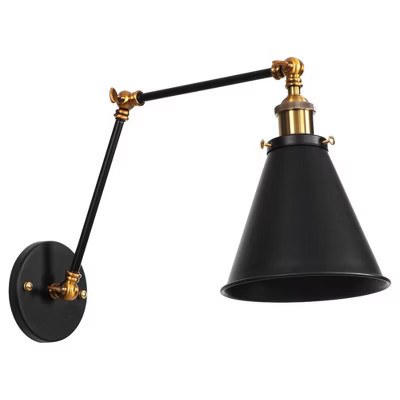Dewdrop Vintage Industrial Wall Light, Adjustable Black Swing Arm Sconce | Target