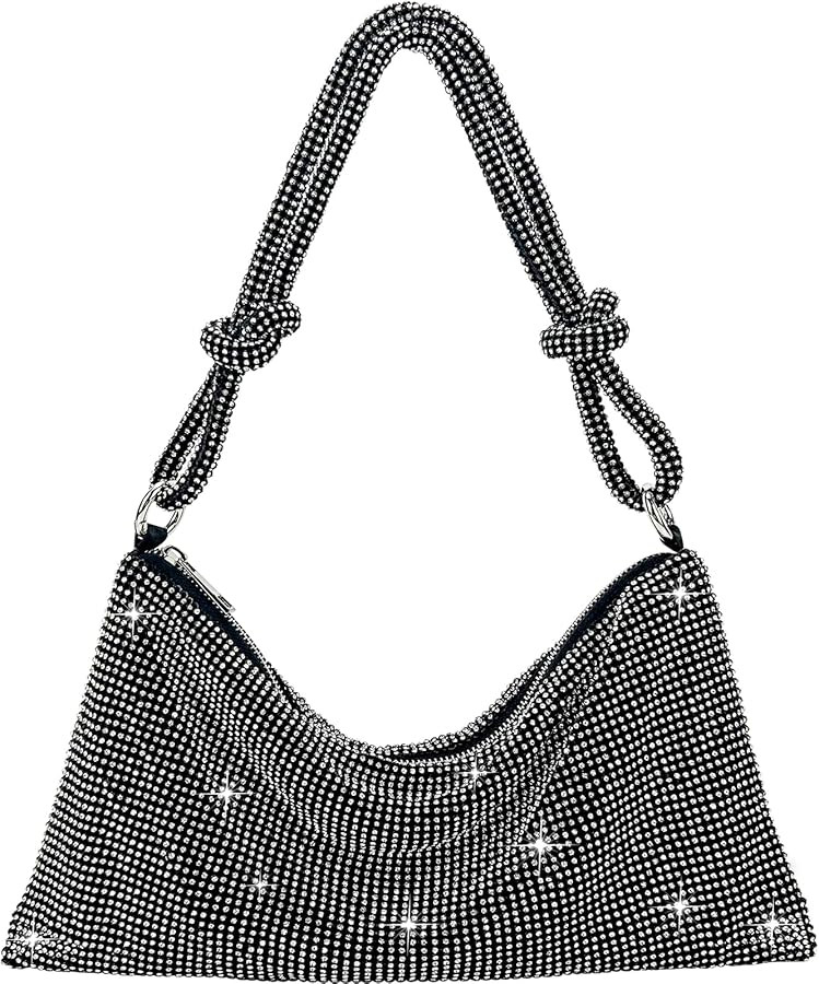 Rhinestone Purse Sparkly Evening bag Silver Diamond Clutch Purses for Women, Prom Rhinestone Hand... | Amazon (US)