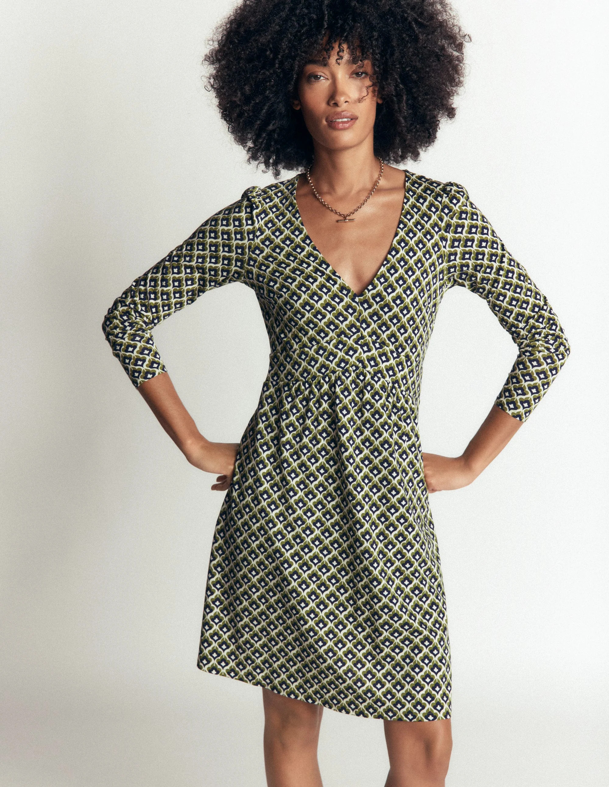Briony Jersey Short Dress-French Navy, Geo Party | Boden (US)
