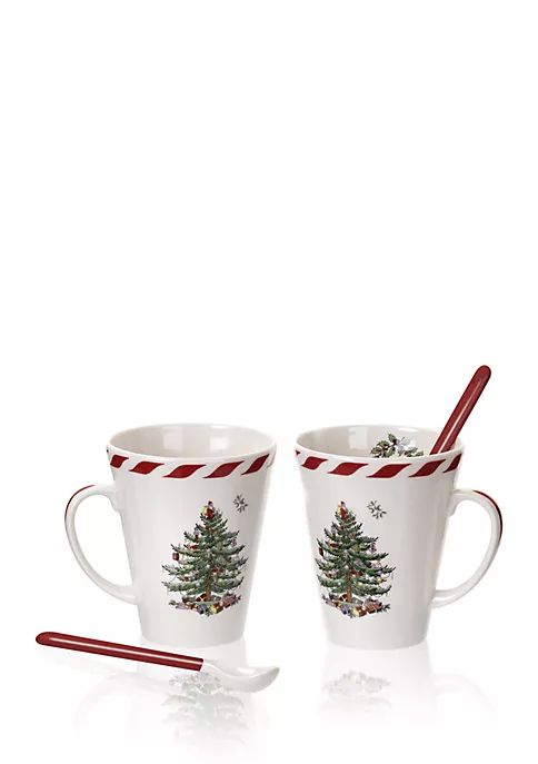 Christmas Tree Peppermint Mug with Spoon - Set of 2 | Belk