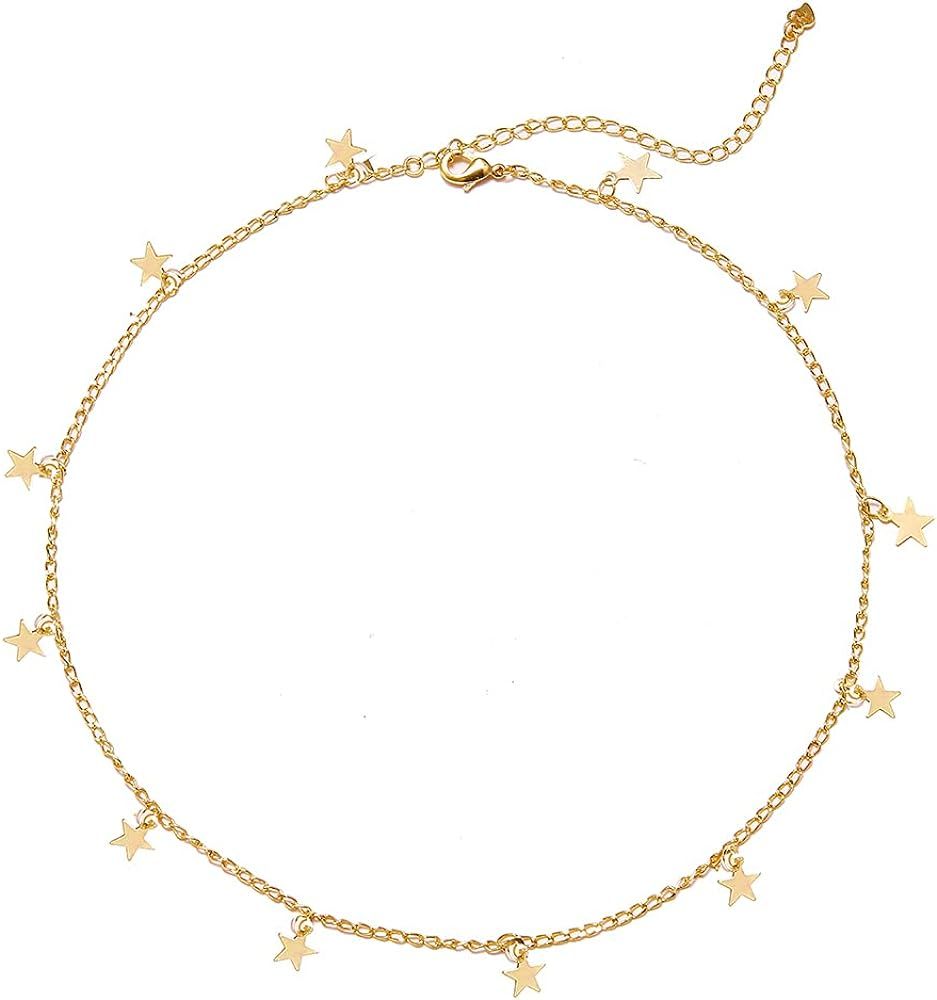 YANCHUN Star Necklace Gold Choker Necklace for Women Layered Necklaces for Teen Girls Aesthetic N... | Amazon (US)