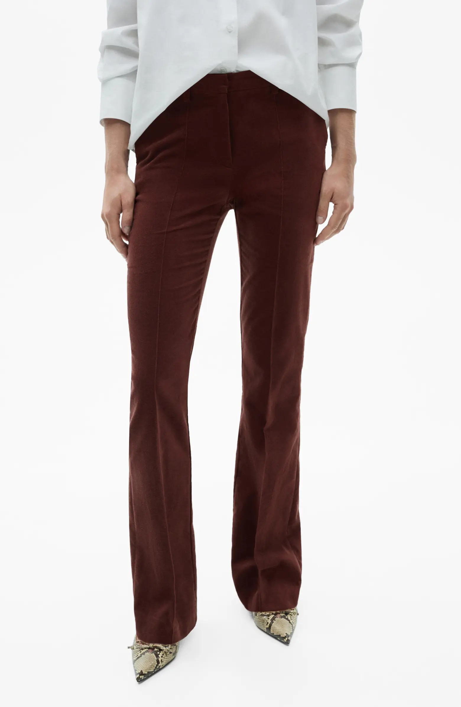 Pleated Velvet Straight Leg Pants | Nordstrom