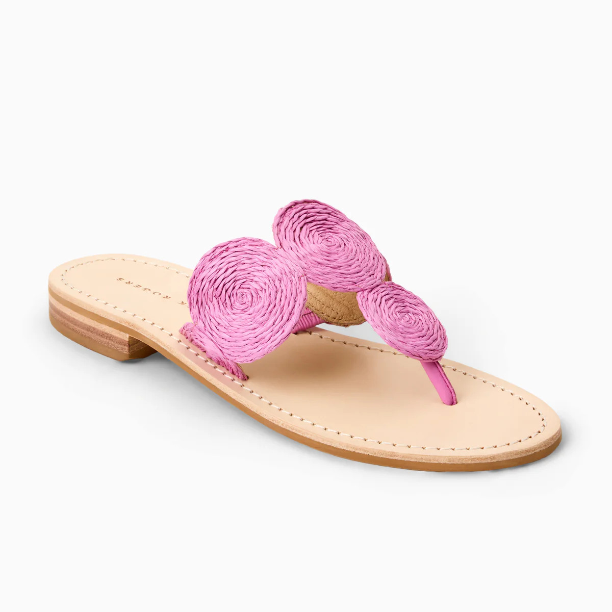 Jack Rogers Margo Flat Sandal — Pink Raffia | Jack Rogers