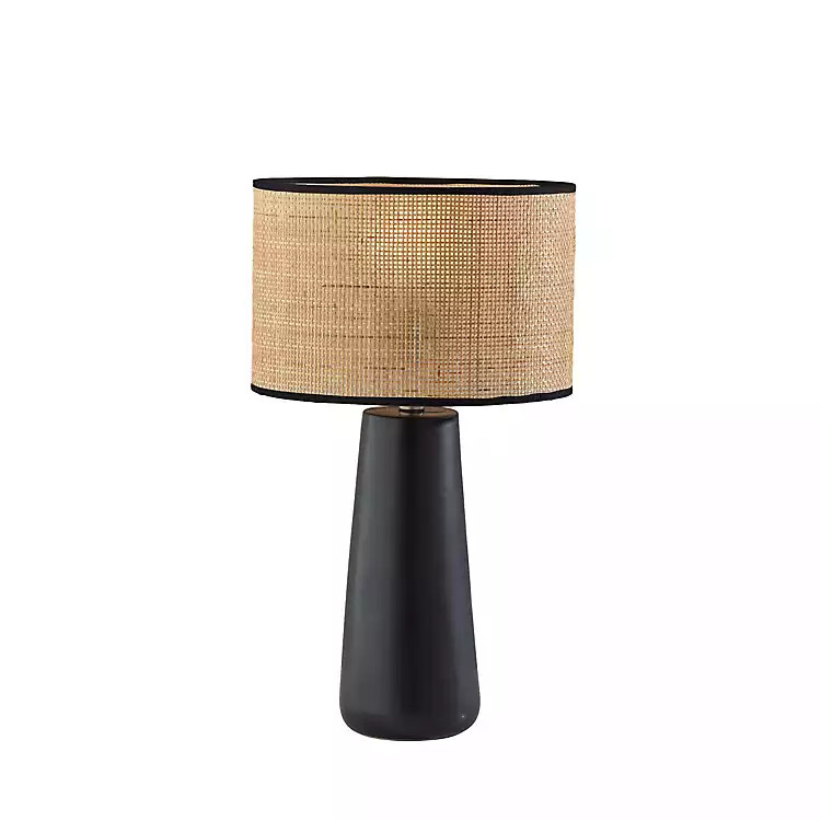 New! Rattan Shade Black Base Table Lamp | Kirkland's Home