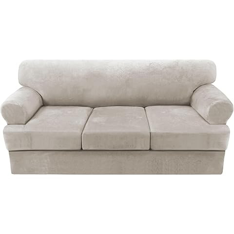 molasofa T Cushion Sofa Slipcovers with 3 Individual T Shape Seat Covers for Home Décor, 4 Piece... | Amazon (US)