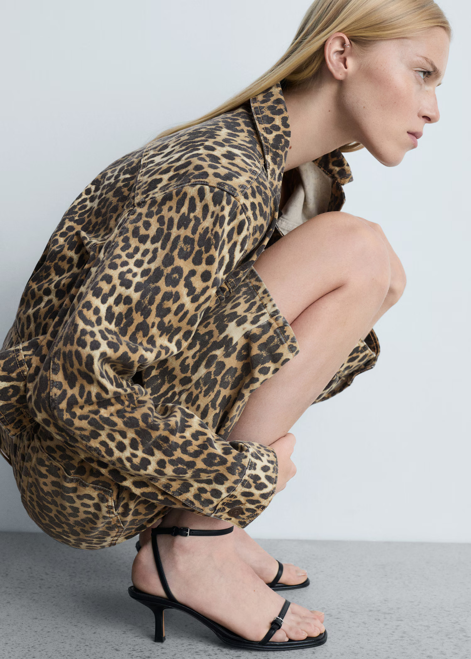 Leopard-print denim jacket | MANGO (US)